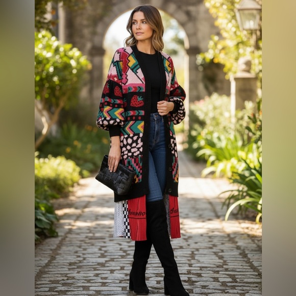 NWT FARM Rio Crazy Mix Long Knit Cardigan Size M - Picture 3 of 17